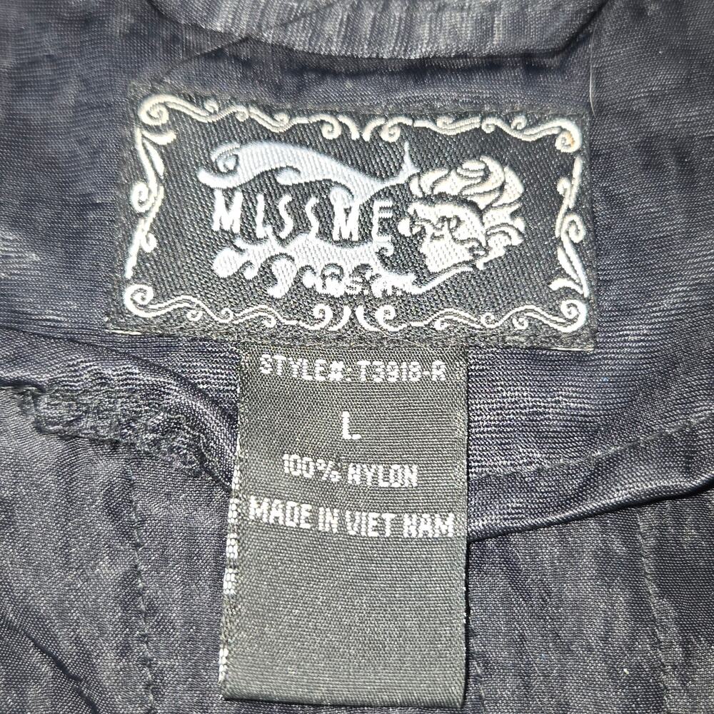 Miss Me Black Zip‎ Front Lightweight Jacket L Utility Casual Streetwear Everyday - Picture 2 of 8